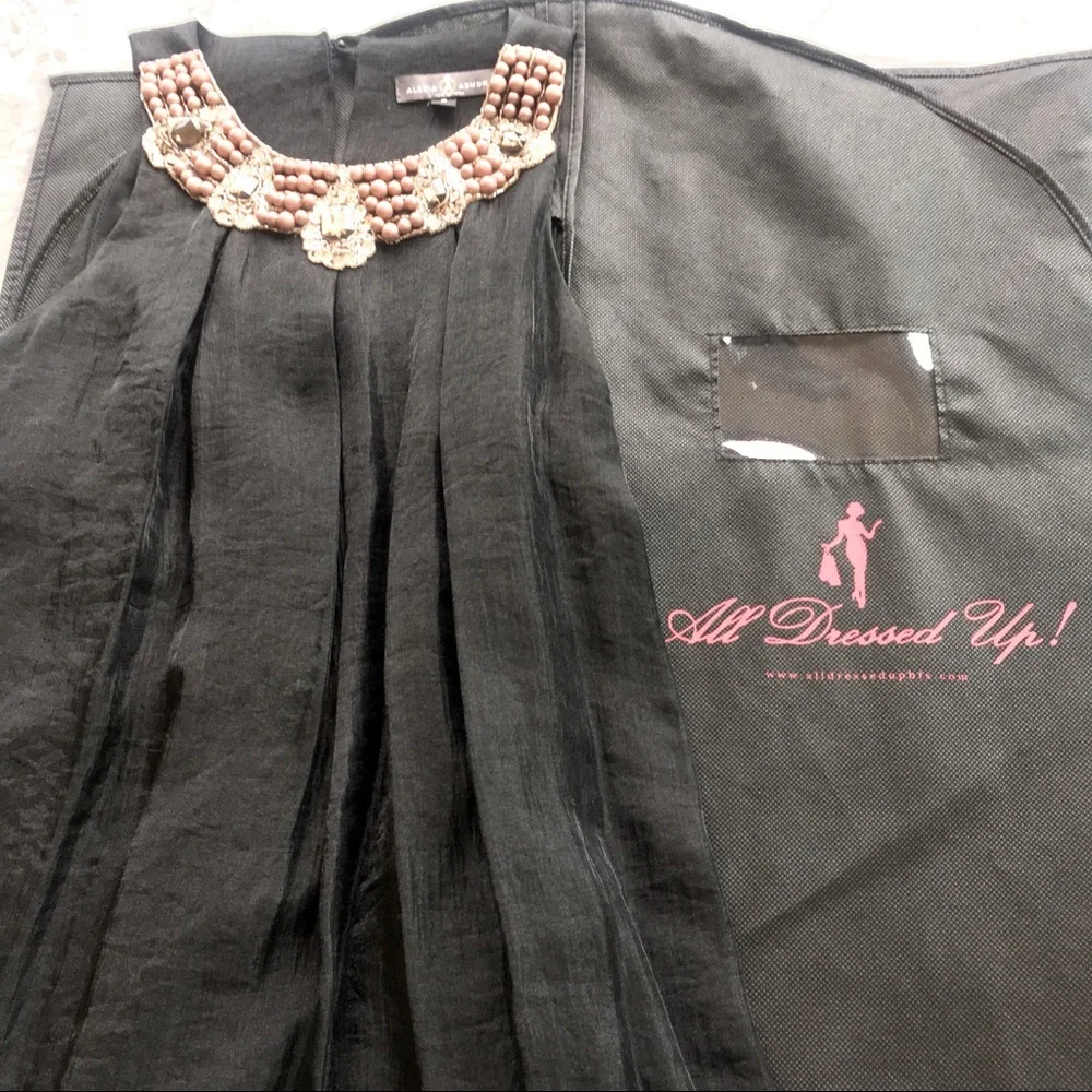 Alexia Admor Jewel Black Satin Trapeze Dress - Picture 7 of 10